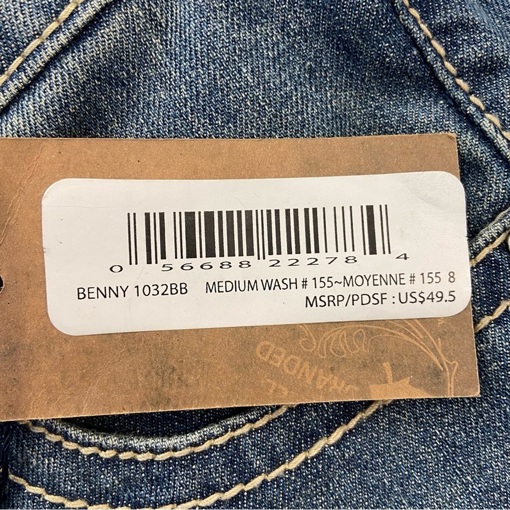 Classic silver Benny style Blue Denim Jeans NWT flap pockets ajustable waist 8 - Picture 9 of 14